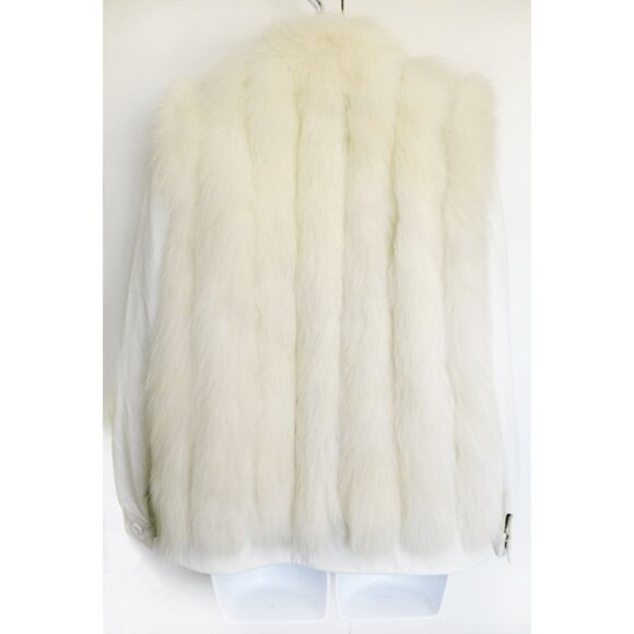 *SOLD* Vintage creme fox and white leather bomber jacket - Picture 4 of 10
